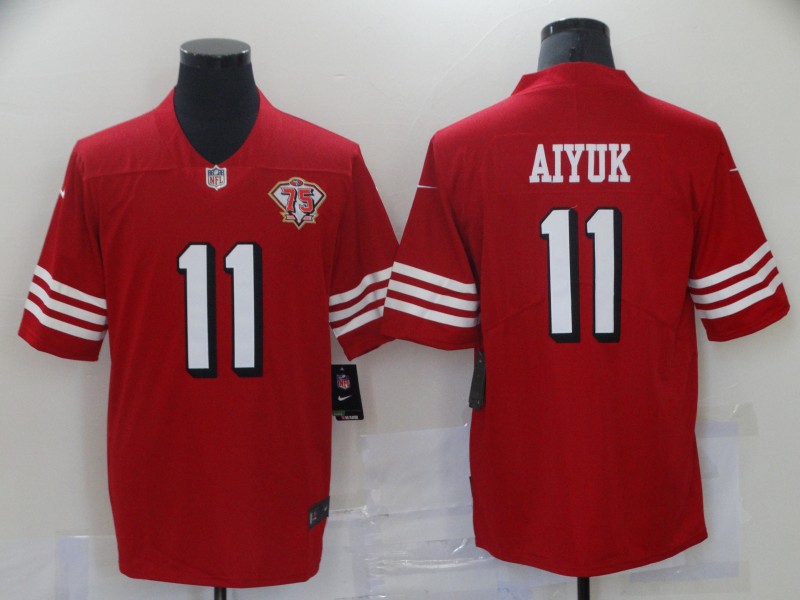 Men's San Francisco 49ers Brandon Aiyuk #11 Red 75th Anniversary Jersey